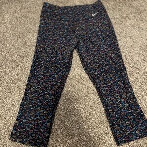 Nike green/blue/purple camo capri leggings